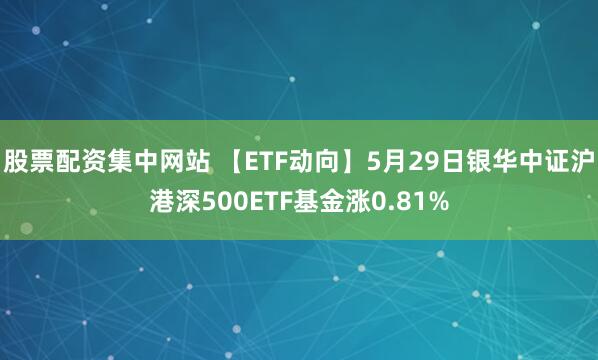 股票配资集中网站 【ETF动向】5月29日银华中证沪港深500ETF基金涨0.81%